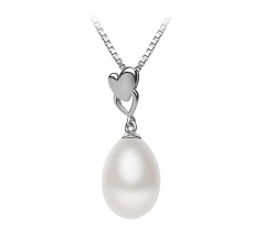 Rea Blanc 10-11mm AA - Drop-qualité perles d'eau douce 925/1000 Argent-pendentif en perles