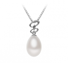 Rylie Blanc 10-11mm AA - Drop-qualité perles d'eau douce 925/1000 Argent-pendentif en perles