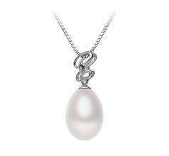 Rylie Blanc 10-11mm AA - Drop-qualité perles d'eau douce 925/1000 Argent-pendentif en perles