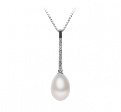ADRA Blanc 10-11mm AA - Drop-qualité perles d'eau douce 925/1000 Argent-pendentif en perles