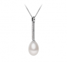 ADRA Blanc 10-11mm AA - Drop-qualité perles d'eau douce 925/1000 Argent-pendentif en perles