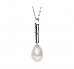 ADRA Blanc 10-11mm AA - Drop-qualité perles d'eau douce 925/1000 Argent-pendentif en perles