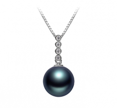 Ross Noir 10-11mm AAA-qualité de Tahiti 925/1000 Argent-pendentif en perles