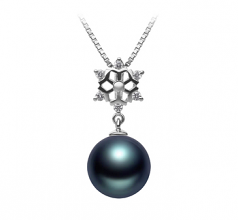 Neige Noir 10-11mm AAA-qualité de Tahiti 925/1000 Argent-pendentif en perles