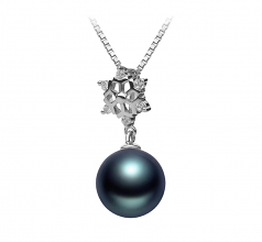 Neige Noir 10-11mm AAA-qualité de Tahiti 925/1000 Argent-pendentif en perles