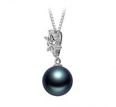 Neige Noir 10-11mm AAA-qualité de Tahiti 925/1000 Argent-pendentif en perles