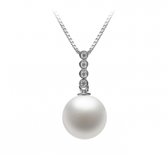 Ross Blanc 10-11mm AAAA-qualité perles d'eau douce 925/1000 Argent-pendentif en perles