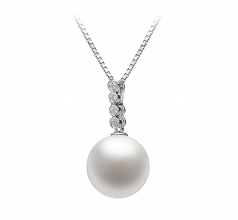 Ross Blanc 10-11mm AAAA-qualité perles d'eau douce 925/1000 Argent-pendentif en perles