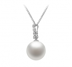 Ross Blanc 10-11mm AAAA-qualité perles d'eau douce 925/1000 Argent-pendentif en perles