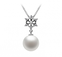 Neige Blanc 10-11mm AAAA-qualité perles d'eau douce 925/1000 Argent-pendentif en perles