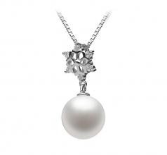 Neige Blanc 10-11mm AAAA-qualité perles d'eau douce 925/1000 Argent-pendentif en perles