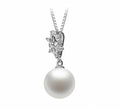 Neige Blanc 10-11mm AAAA-qualité perles d'eau douce 925/1000 Argent-pendentif en perles