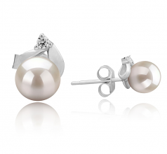 Tanita Blanc 5-6mm AAAA-qualité perles d'eau douce 925/1000 Argent-Boucles d'oreilles en perles