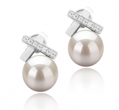 Klarita Blanc 7-8mm AAA-qualité perles d'eau douce 925/1000 Argent-Boucles d'oreilles en perles
