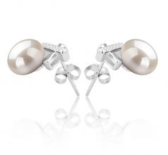 Klarita Blanc 7-8mm AAA-qualité perles d'eau douce 925/1000 Argent-Boucles d'oreilles en perles