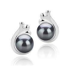 Bikita Noir 7-8mm AAA-qualité perles d'eau douce 925/1000 Argent-Boucles d'oreilles en perles