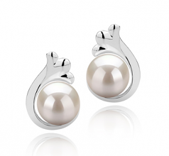 Bikita Blanc 7-8mm AAA-qualité perles d'eau douce 925/1000 Argent-Boucles d'oreilles en perles