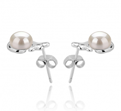 Bikita Blanc 7-8mm AAA-qualité perles d'eau douce 925/1000 Argent-Boucles d'oreilles en perles