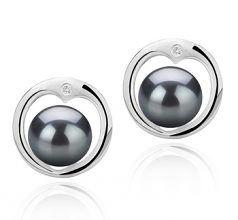 Sharon Noir 6-7mm AAAA-qualité perles d'eau douce 925/1000 Argent-Boucles d'oreilles en perles