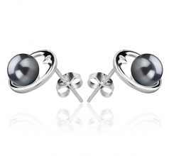 Sharon Noir 6-7mm AAAA-qualité perles d'eau douce 925/1000 Argent-Boucles d'oreilles en perles