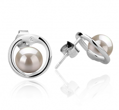 Sharon Blanc 6-7mm AAAA-qualité perles d'eau douce 925/1000 Argent-Boucles d'oreilles en perles
