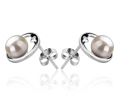 Sharon Blanc 6-7mm AAAA-qualité perles d'eau douce 925/1000 Argent-Boucles d'oreilles en perles