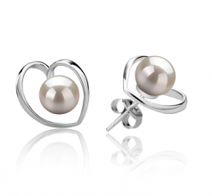 Winna-coeur Blanc 6-7mm AAAA-qualité perles d'eau douce 925/1000 Argent-Boucles d'oreilles en perles