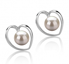 Winna-coeur Blanc 6-7mm AAAA-qualité perles d'eau douce 925/1000 Argent-Boucles d'oreilles en perles