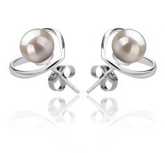 Winna-coeur Blanc 6-7mm AAAA-qualité perles d'eau douce 925/1000 Argent-Boucles d'oreilles en perles