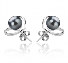 Winna-coeur Noir 6-7mm AAAA-qualité perles d'eau douce 925/1000 Argent-Boucles d'oreilles en perles