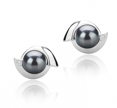 Zorina Noir 6-7mm AAAA-qualité perles d'eau douce 925/1000 Argent-Boucles d'oreilles en perles