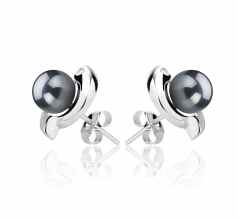 Zorina Noir 6-7mm AAAA-qualité perles d'eau douce 925/1000 Argent-Boucles d'oreilles en perles