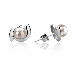 Zorina Blanc 6-7mm AAAA-qualité perles d'eau douce 925/1000 Argent-Boucles d'oreilles en perles