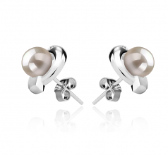 Zorina Blanc 6-7mm AAAA-qualité perles d'eau douce 925/1000 Argent-Boucles d'oreilles en perles