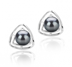 Rowan Noir 6-7mm AAAA-qualité perles d'eau douce 925/1000 Argent-Boucles d'oreilles en perles