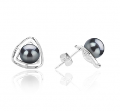 Rowan Noir 6-7mm AAAA-qualité perles d'eau douce 925/1000 Argent-Boucles d'oreilles en perles