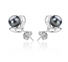 Rowan Noir 6-7mm AAAA-qualité perles d'eau douce 925/1000 Argent-Boucles d'oreilles en perles