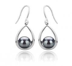 Marcia Noir 7-8mm AAAA-qualité perles d'eau douce 925/1000 Argent-Boucles d'oreilles en perles