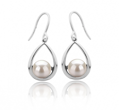 Marcia Blanc 7-8mm AAAA-qualité perles d'eau douce 925/1000 Argent-Boucles d'oreilles en perles