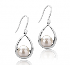 Marcia Blanc 7-8mm AAAA-qualité perles d'eau douce 925/1000 Argent-Boucles d'oreilles en perles