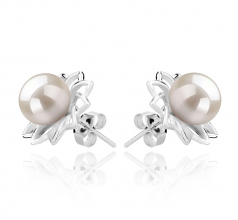 Morgan Blanc 7-8mm AAAA-qualité perles d'eau douce 925/1000 Argent-Boucles d'oreilles en perles