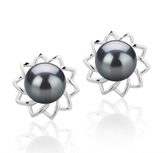 Morgan Noir 7-8mm AAAA-qualité perles d'eau douce 925/1000 Argent-Boucles d'oreilles en perles