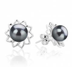 Morgan Noir 7-8mm AAAA-qualité perles d'eau douce 925/1000 Argent-Boucles d'oreilles en perles