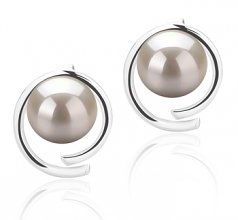 Raina Blanc 7-8mm AAAA-qualité perles d'eau douce 925/1000 Argent-Boucles d'oreilles en perles