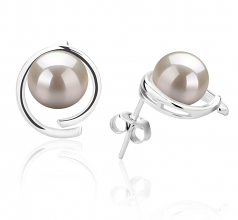 Raina Blanc 7-8mm AAAA-qualité perles d'eau douce 925/1000 Argent-Boucles d'oreilles en perles