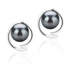 Raina Noir 7-8mm AAAA-qualité perles d'eau douce 925/1000 Argent-Boucles d'oreilles en perles