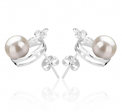 Molly Blanc 7-8mm AAAA-qualité perles d'eau douce 925/1000 Argent-Boucles d'oreilles en perles