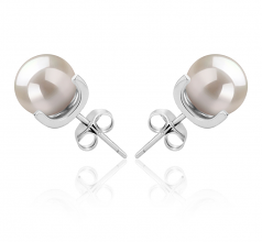 Britt Blanc 7-8mm AAAA-qualité perles d'eau douce 925/1000 Argent-Boucles d'oreilles en perles