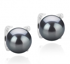 Britt Noir 7-8mm AAAA-qualité perles d'eau douce 925/1000 Argent-Boucles d'oreilles en perles