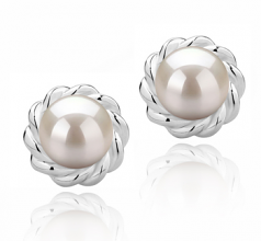 Bessie Blanc 8-9mm AAAA-qualité perles d'eau douce 925/1000 Argent-Boucles d'oreilles en perles